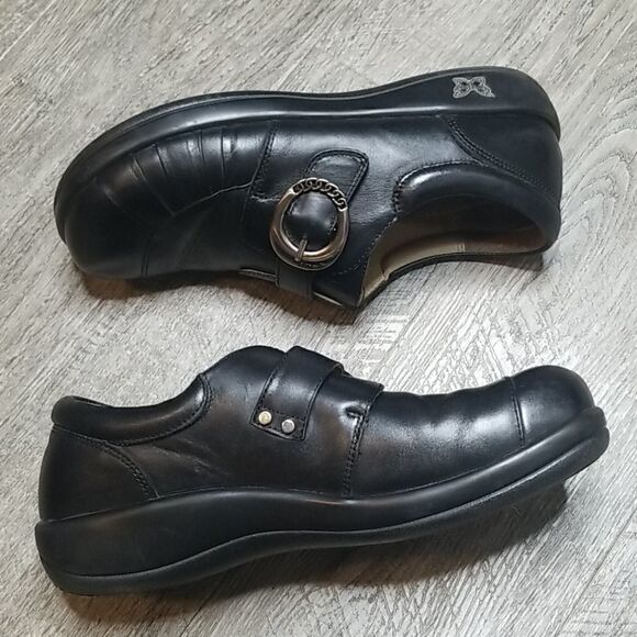 Alegria Khloe Black Leather Velcro Buckle Clogs 40 - Picture 5 of 10